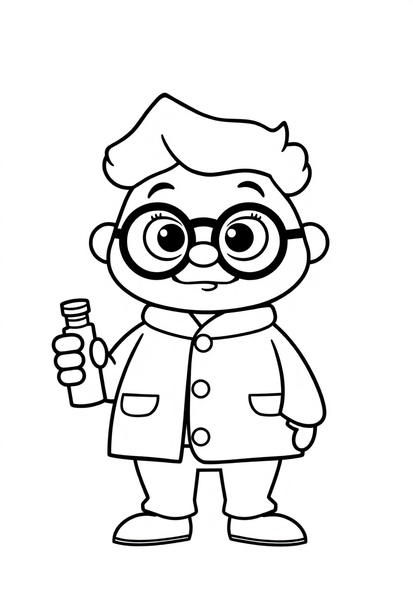 Scientist coloring page, free printable