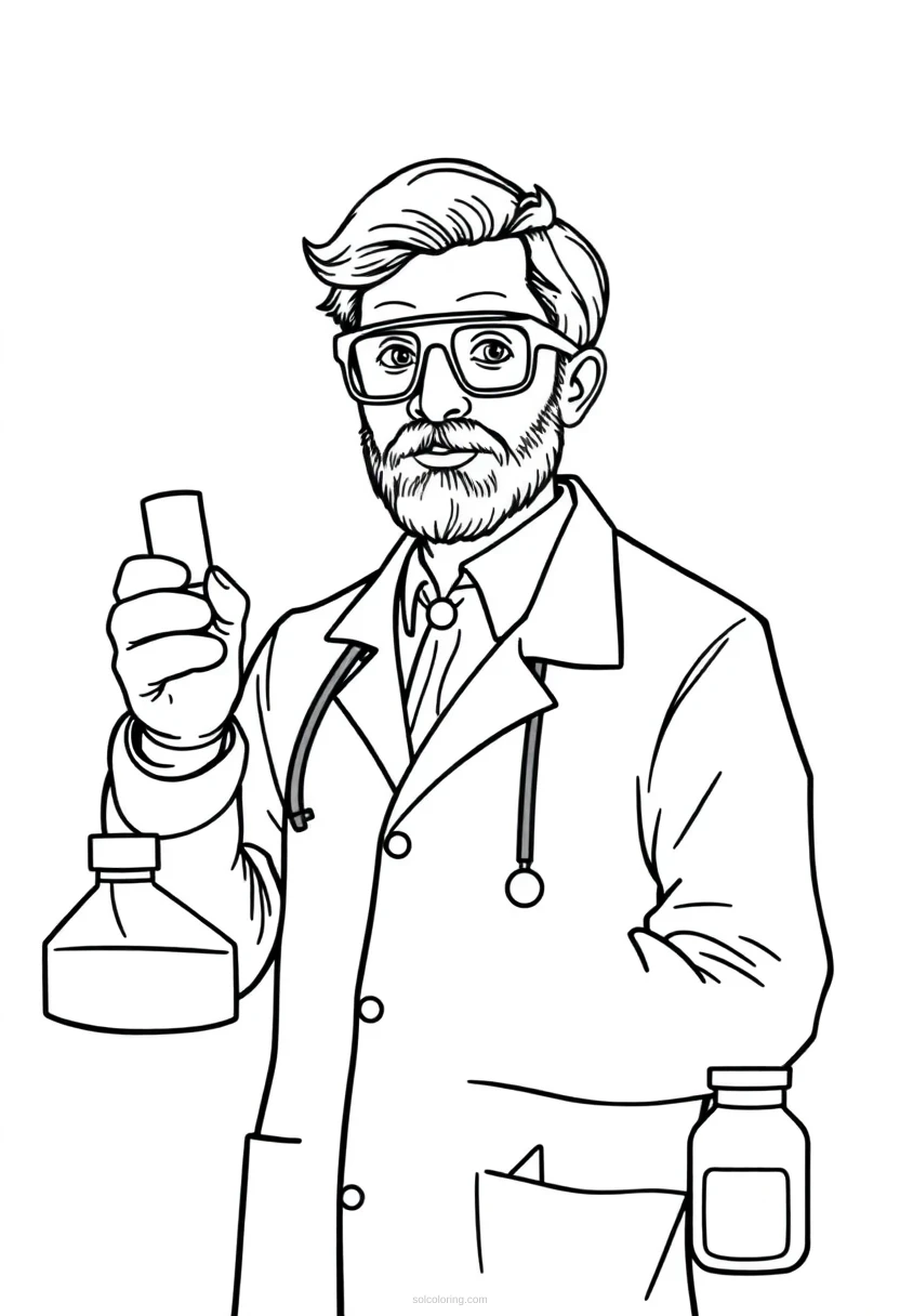 Scientist coloring page for kids