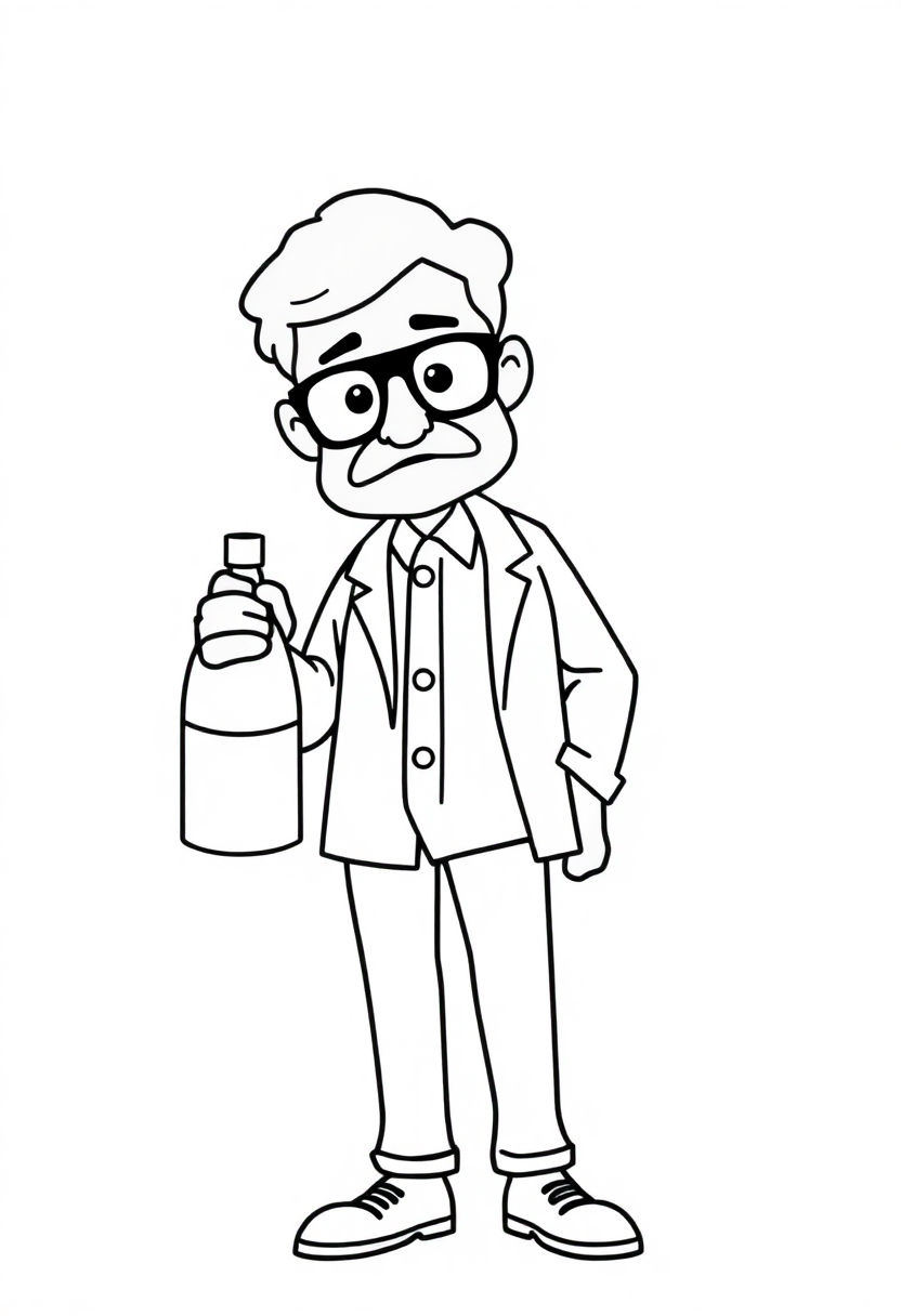 Scientist coloring page, free printable