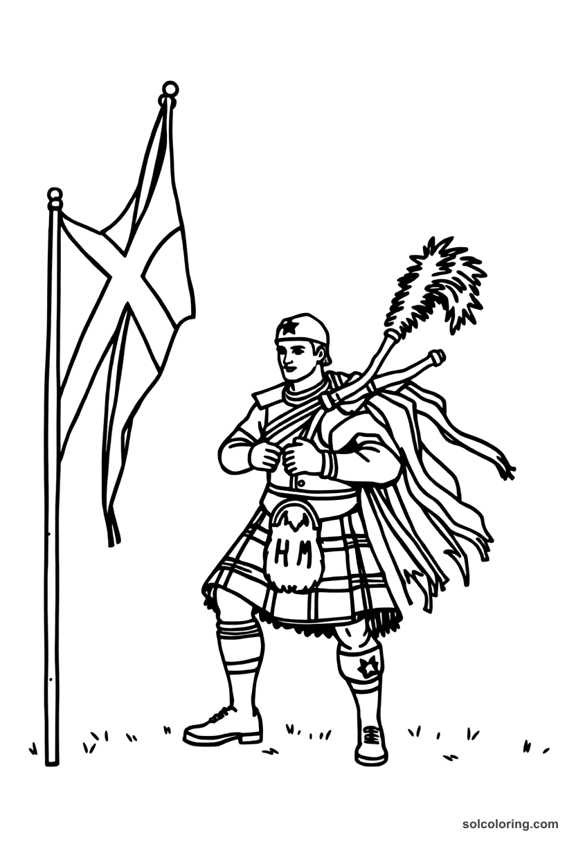 Simple Scottish Highland Games Competition coloring page, free printable simple style