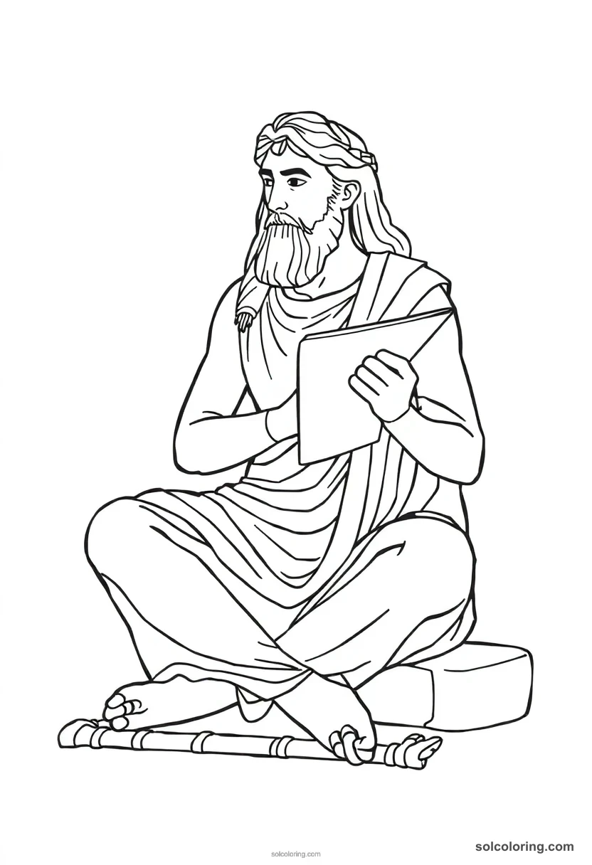 Scribe Seated Cross Legged With Papyrus coloring pages