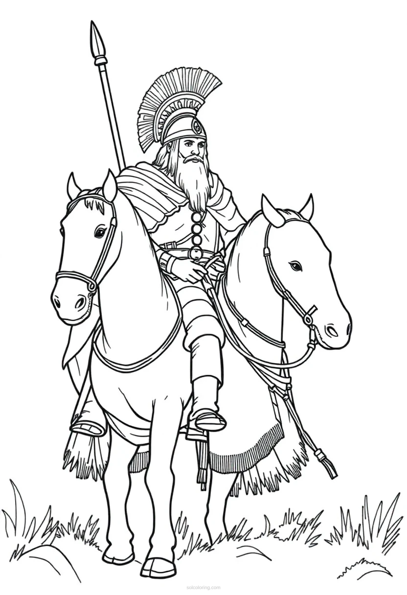 Scythian Mounted Warrior coloring page for kids