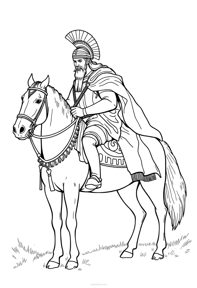 Scythian Mounted Warrior coloring page for kids