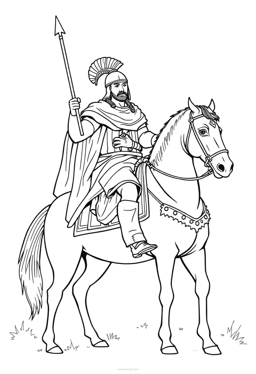 Scythian Mounted Warrior coloring page for kids
