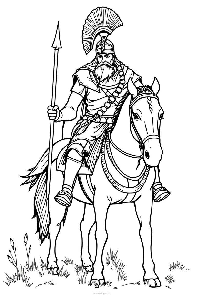 Scythian Mounted Warrior coloring page for kids