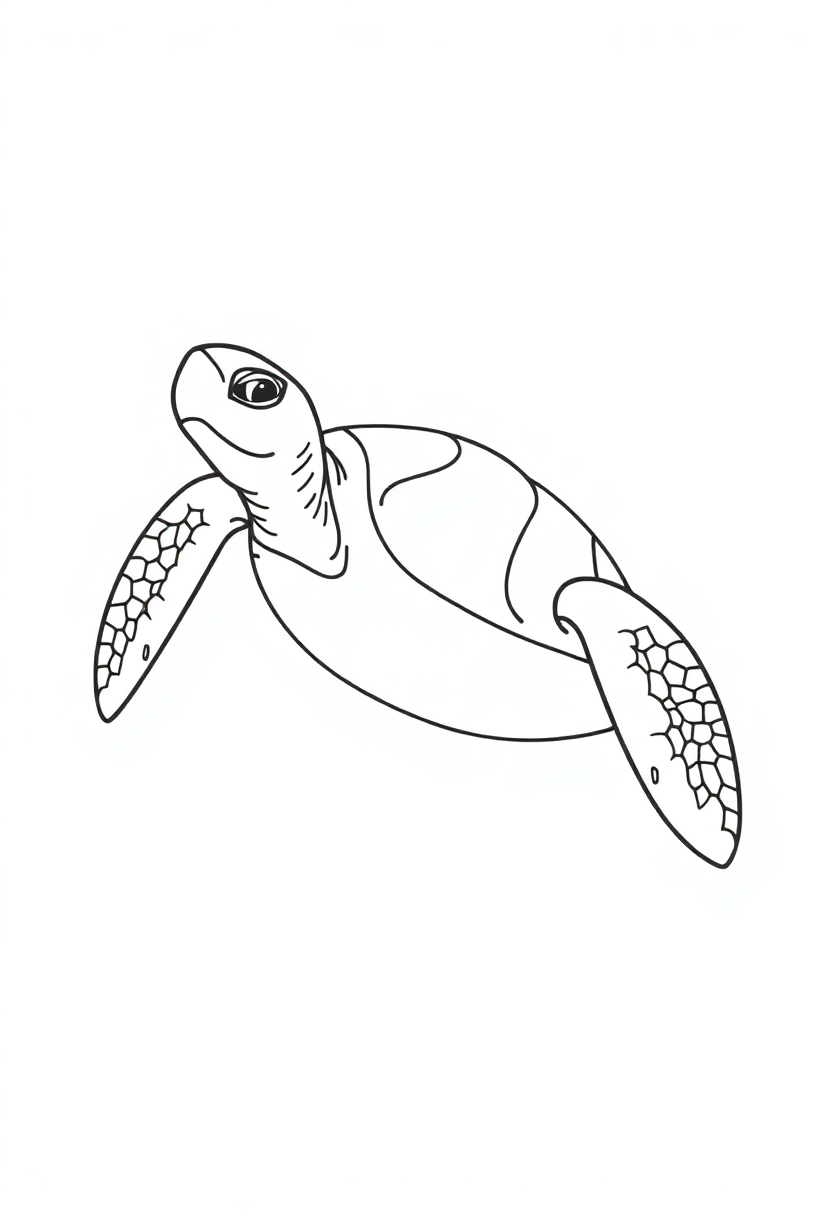Sea Turtle coloring page, free printable standard style for kids and adults