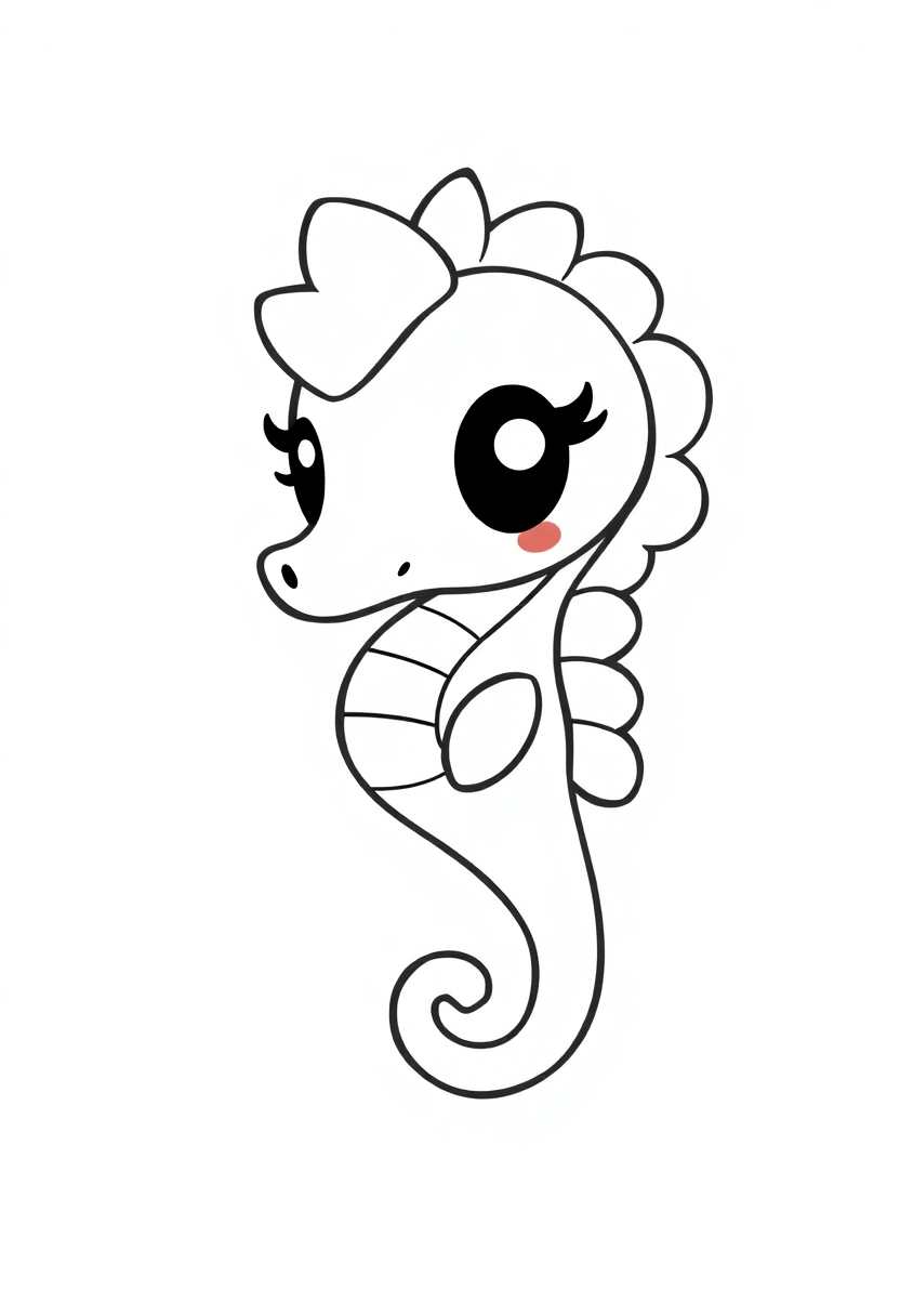 Seahorse coloring page, free printable