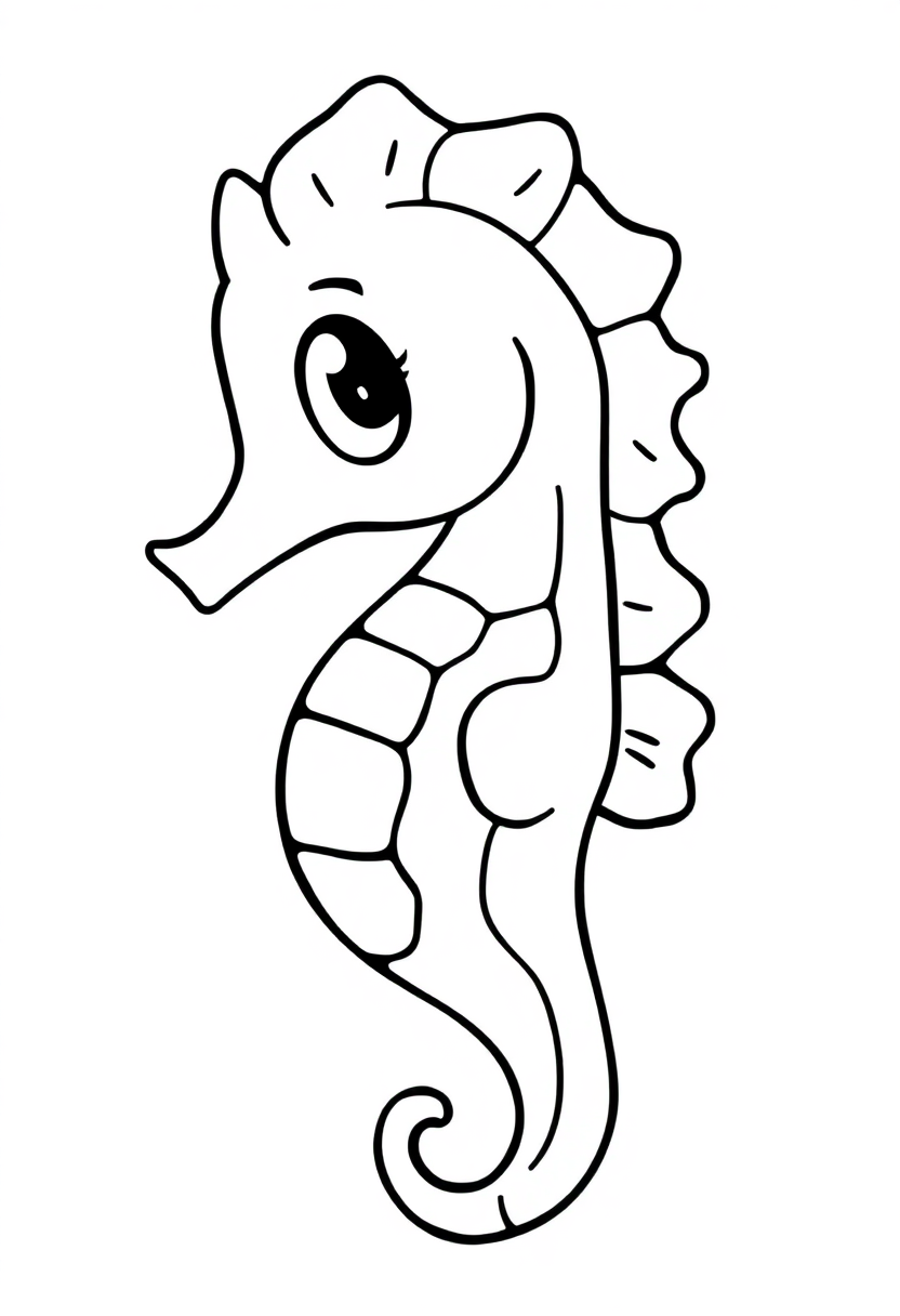 Seahorse coloring page, free printable