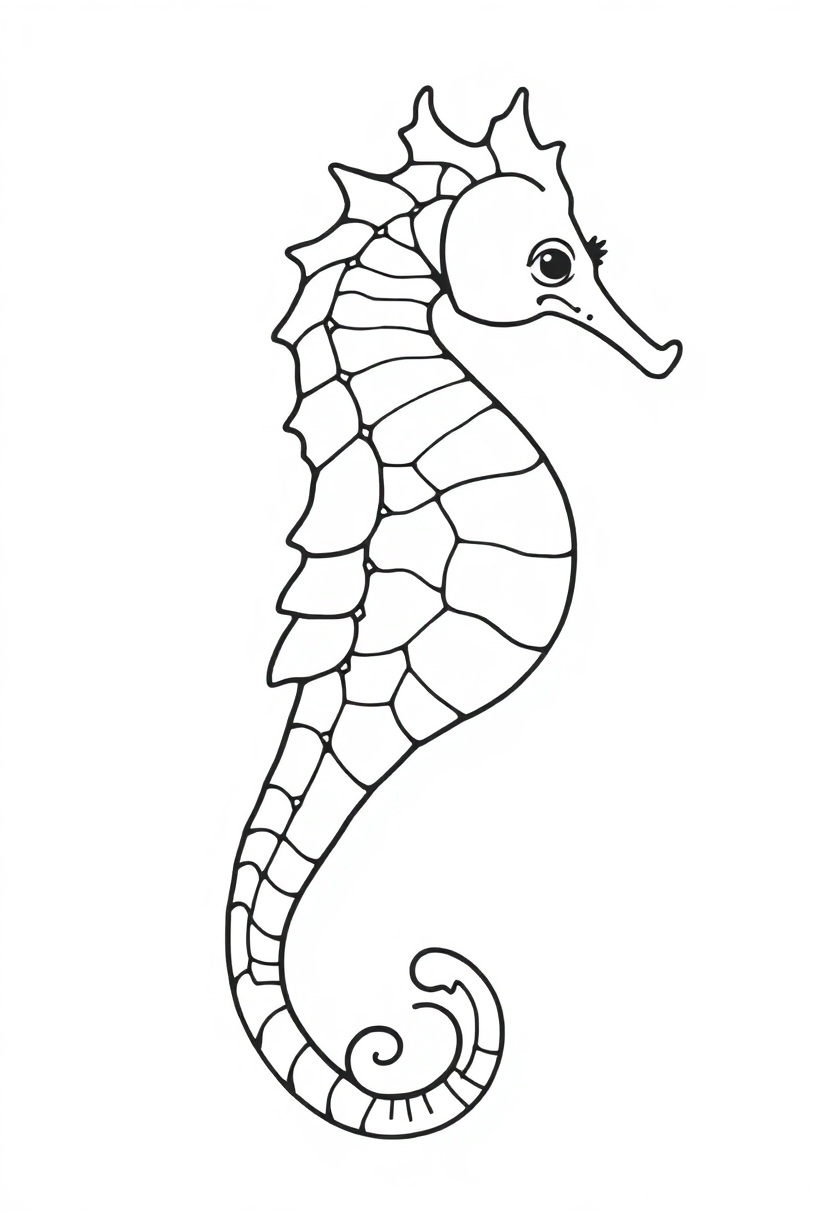 Seahorse coloring page, free printable