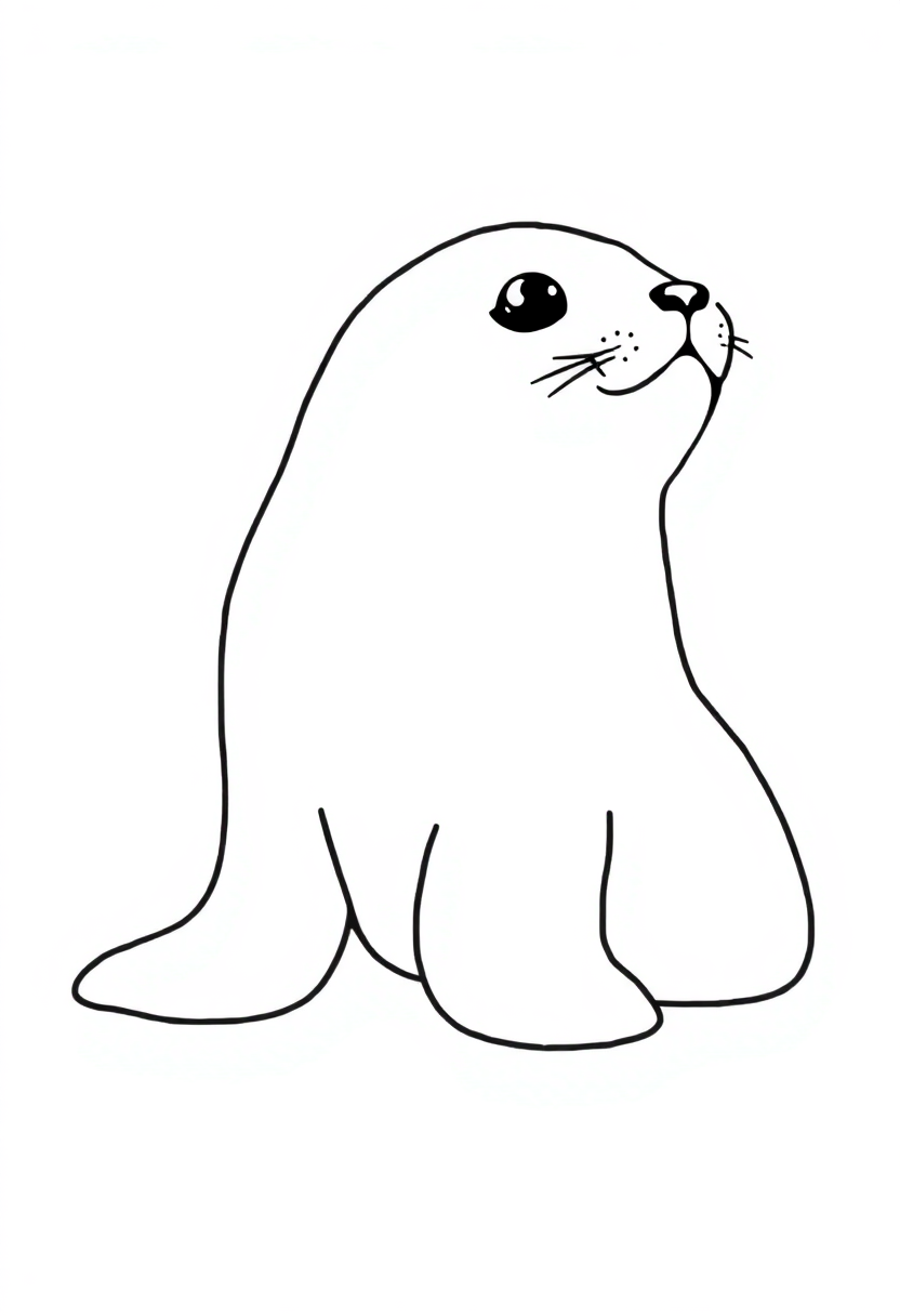 Seal coloring page, free printable standard style for kids and adults
