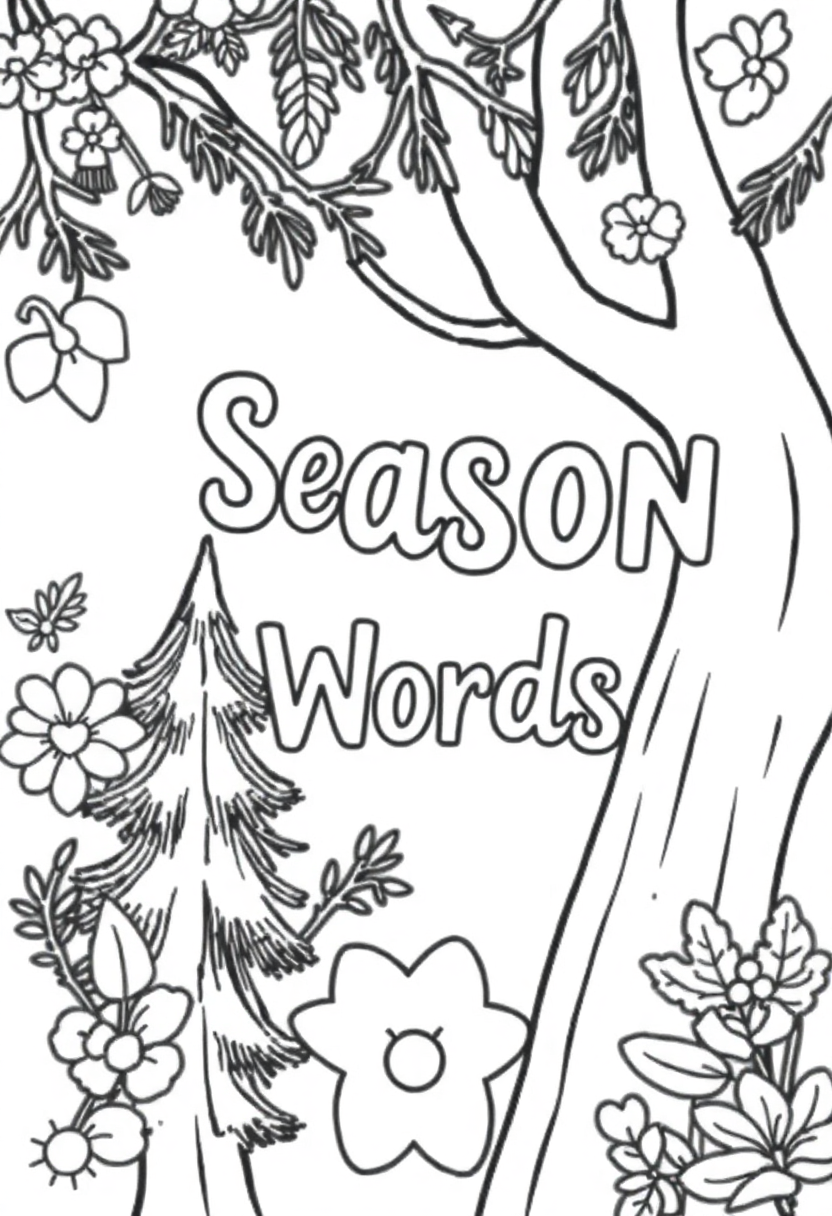 Season Words coloring page for kids