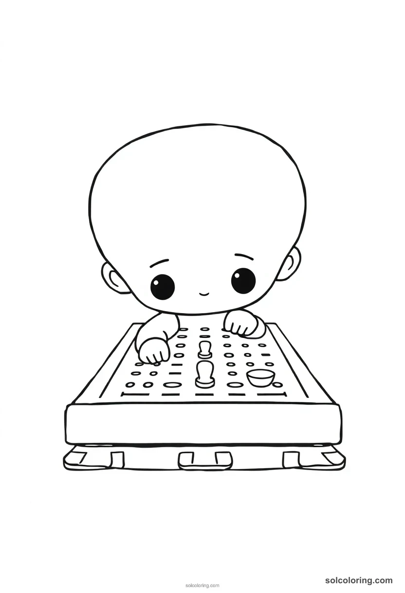 Senet Board Game chibi coloring page for kids