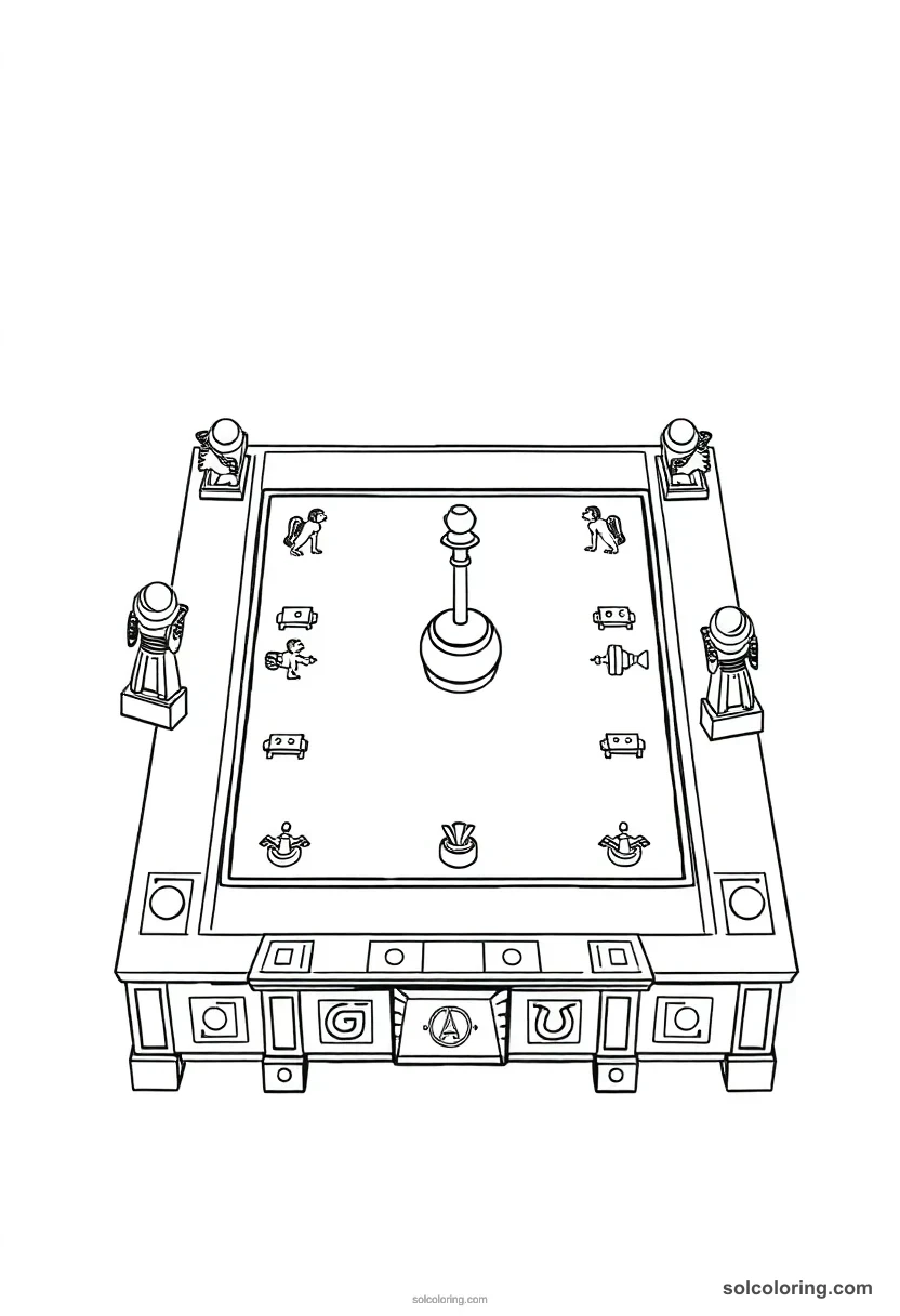 Senet Board Game detailed coloring page for kids