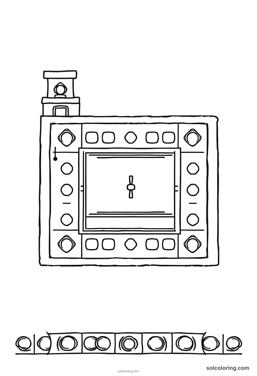 Senet Board Game simple coloring page for kids