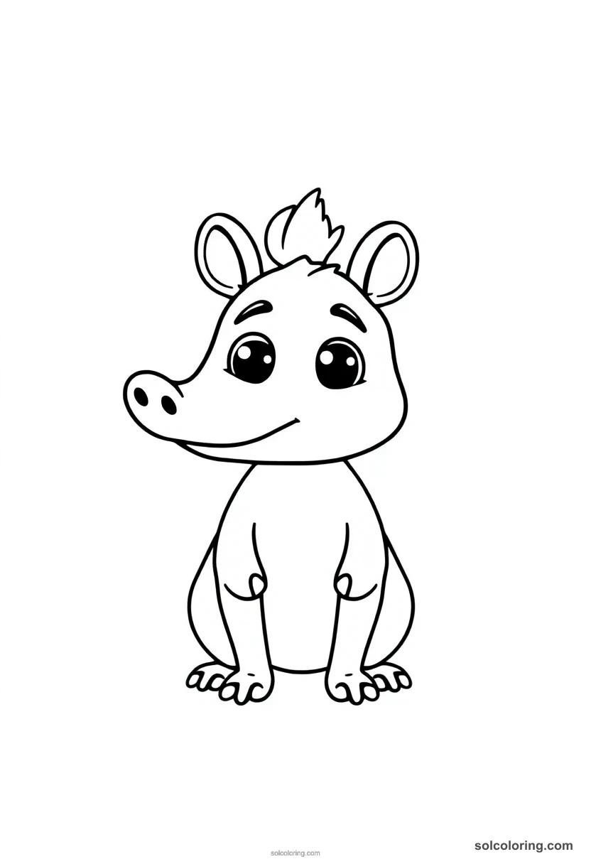 Cute Cartoon Set with Aardvark-Like Head cute cartoon coloring page for kids