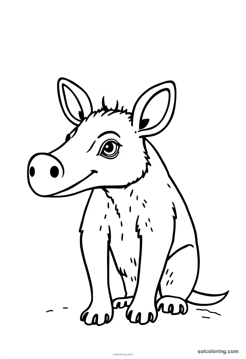 Simple Set with Aardvark-Like Head simple coloring page for kids