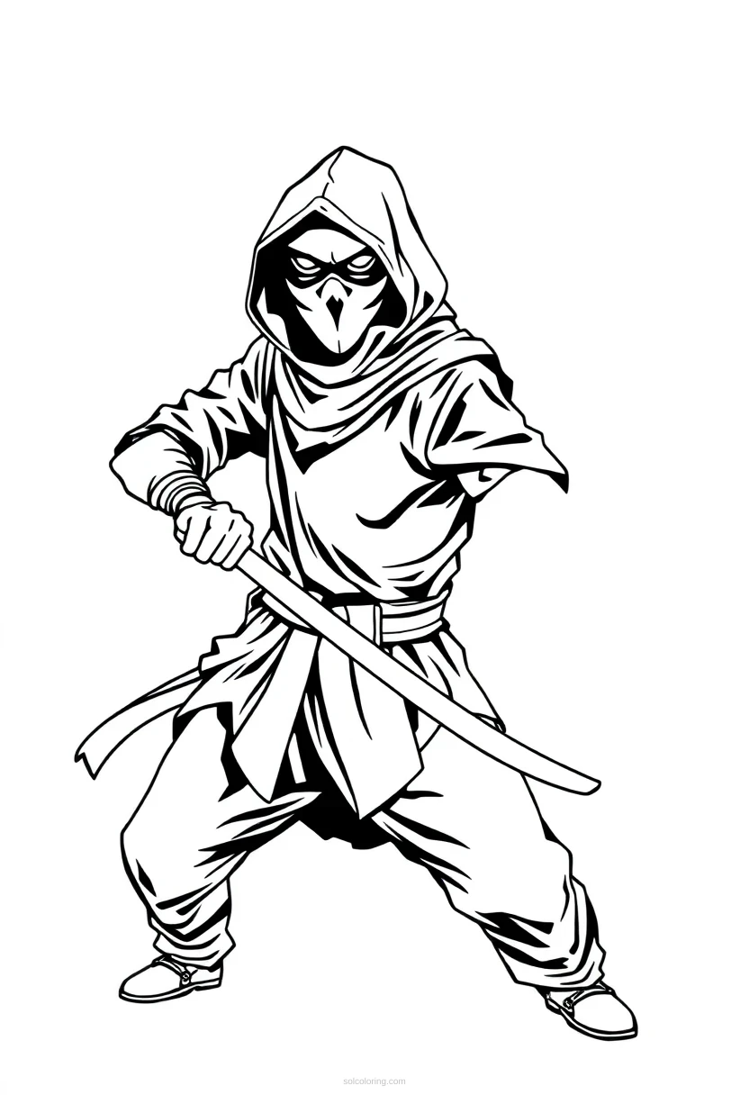 Shadow Ninja Assassin coloring page for kids