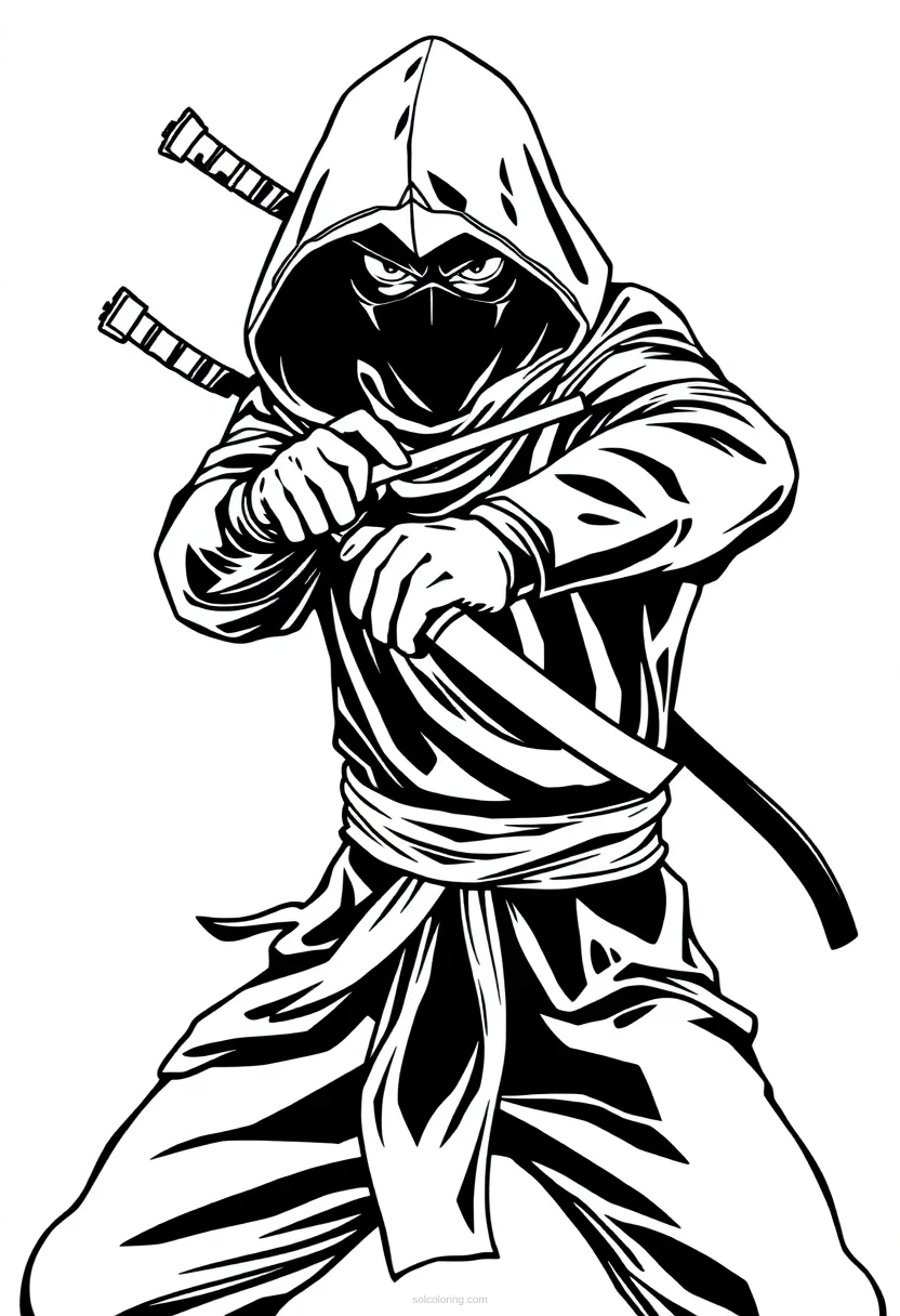 Shadow Ninja Assassin coloring page for kids
