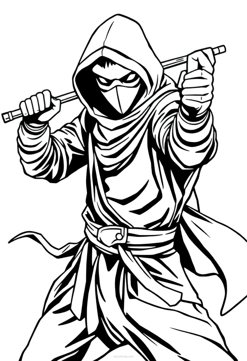 Shadow Ninja Assassin coloring page for kids