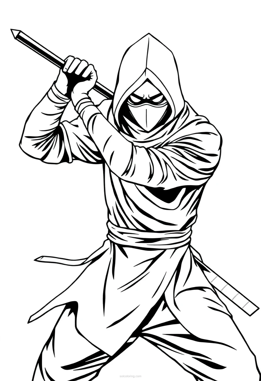 Shadow Ninja Assassin coloring page for kids