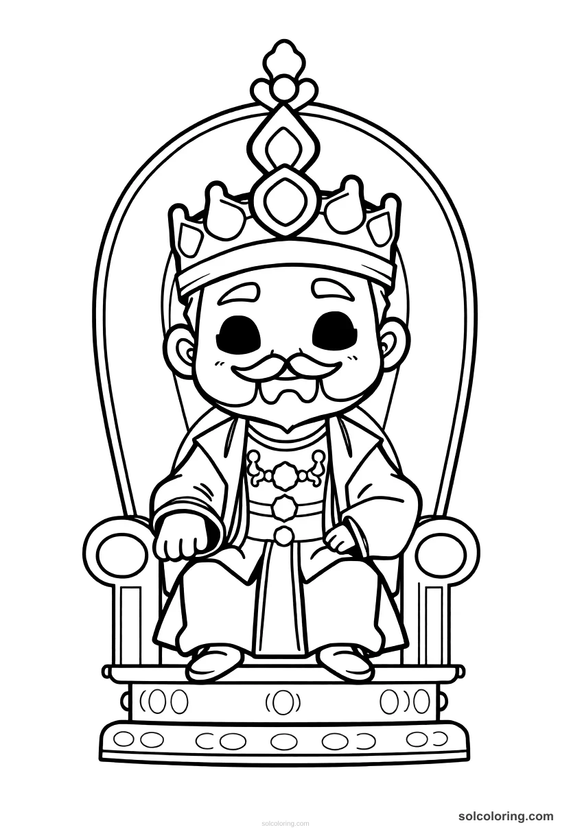 Chibi Shahryar on his royal throne chibi coloring page for kids