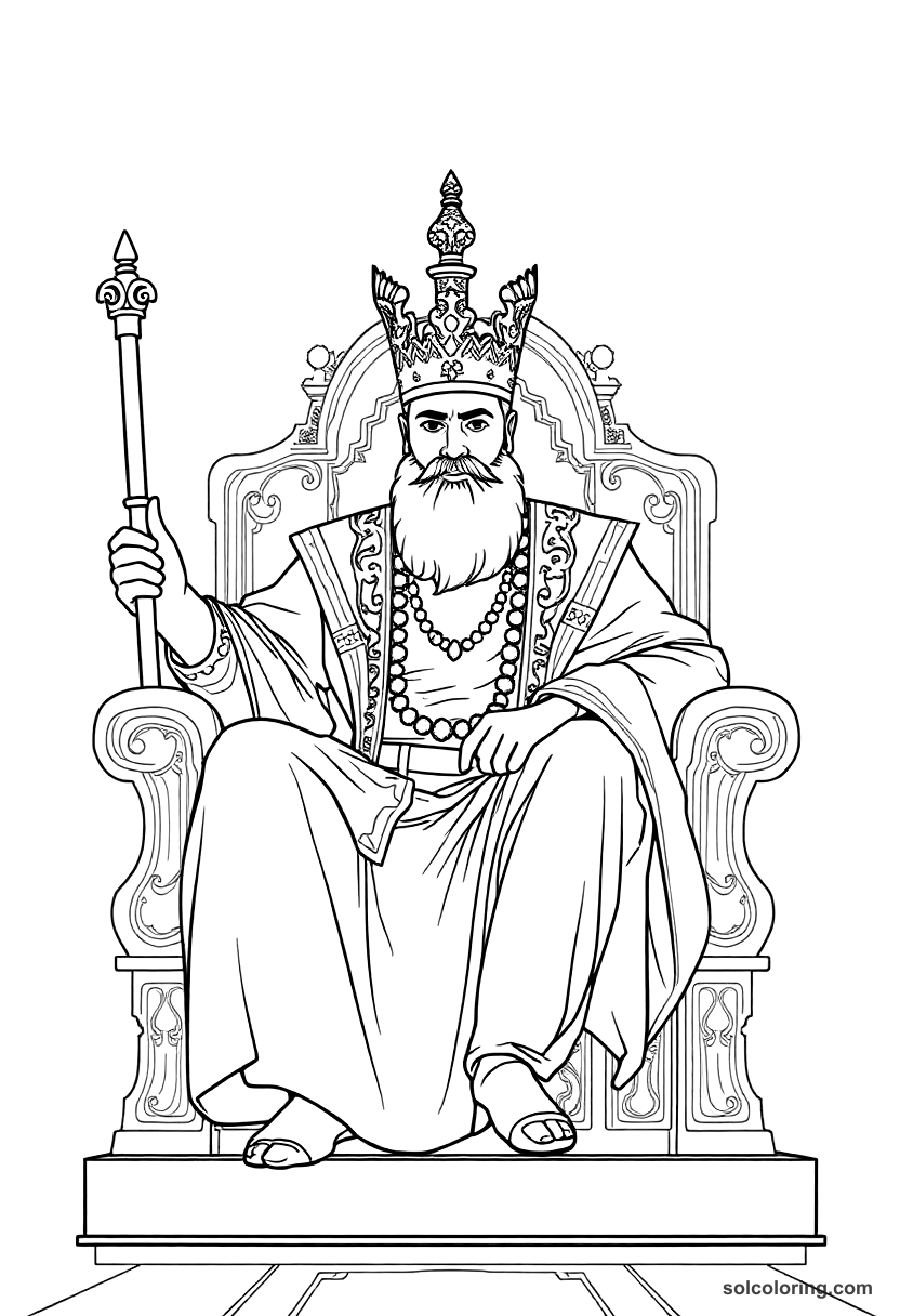 Shahryar On His Royal Throne coloring pages