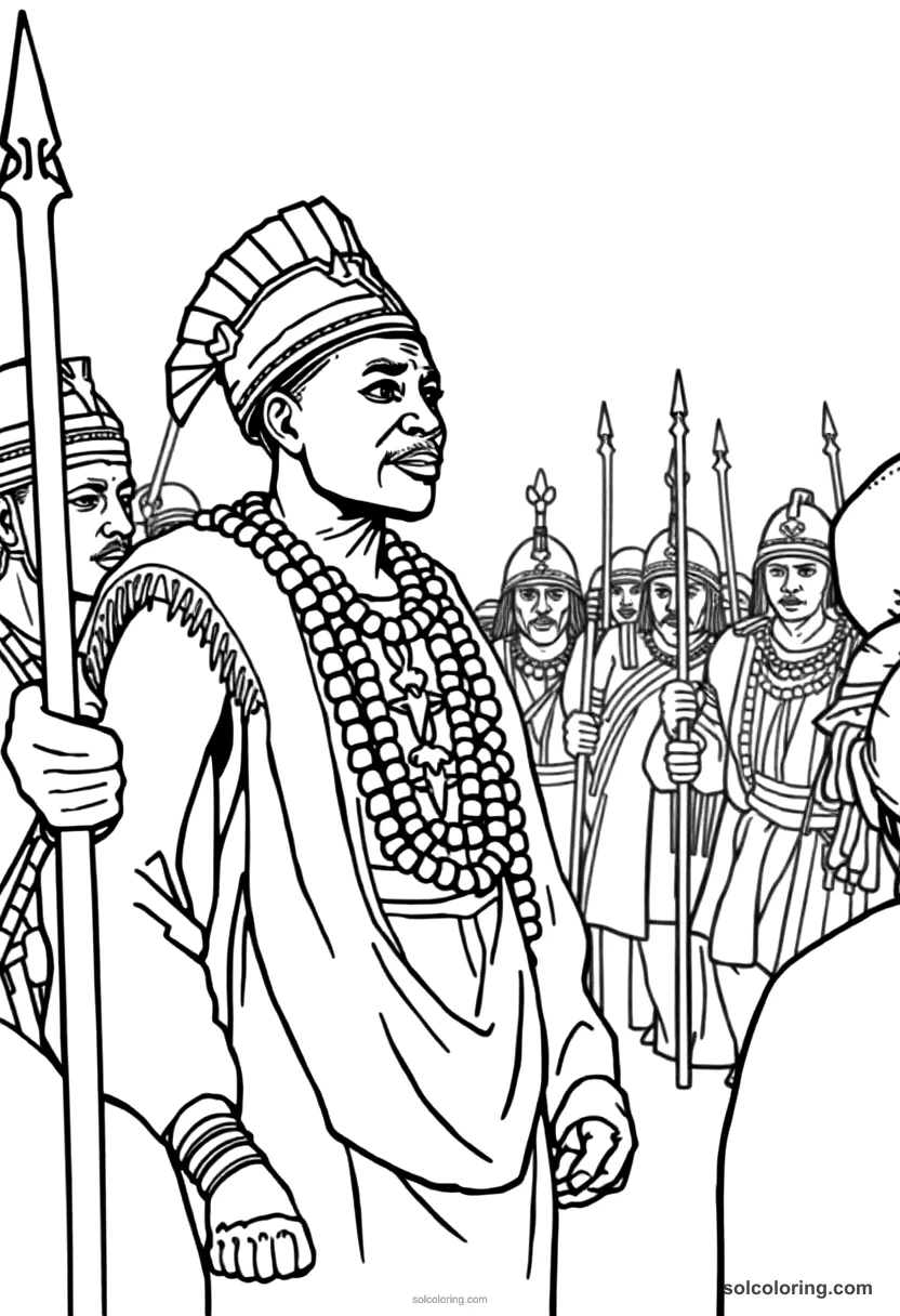 Shaka Zulu Addressing His Warriors coloring pages