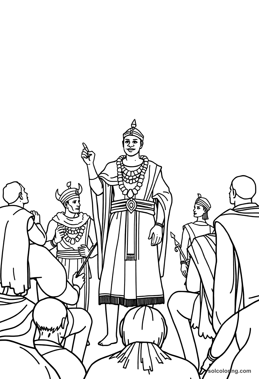 Simple Shaka Zulu Addressing His Warriors coloring page, free printable simple style