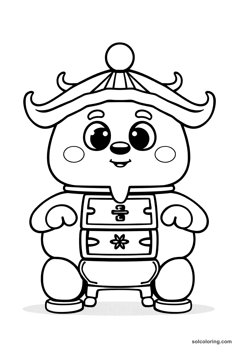 Cute Cartoon Shang Dynasty Bronze Casting Foundry coloring page, free printable cute cartoon style
