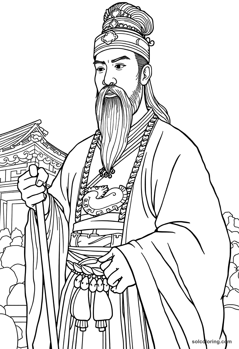 Shang Dynasty Bronze Casting Foundry coloring page, free printable detailed style