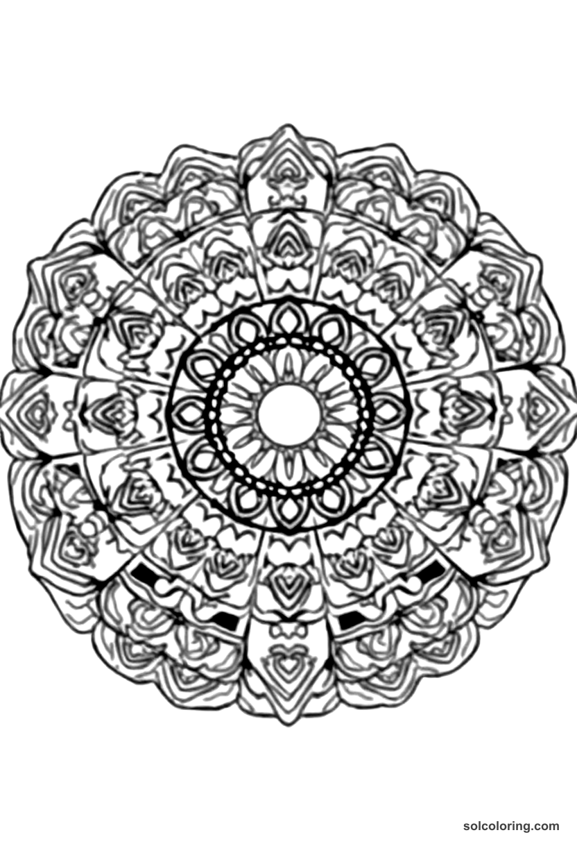 Mandala Shang Dynasty Bronze Casting Foundry coloring page, free printable mandala style