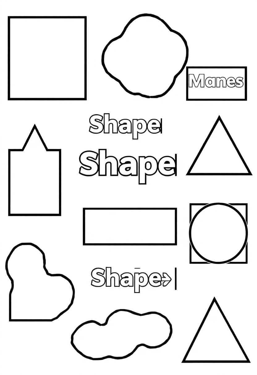 Shape Names coloring page for kids