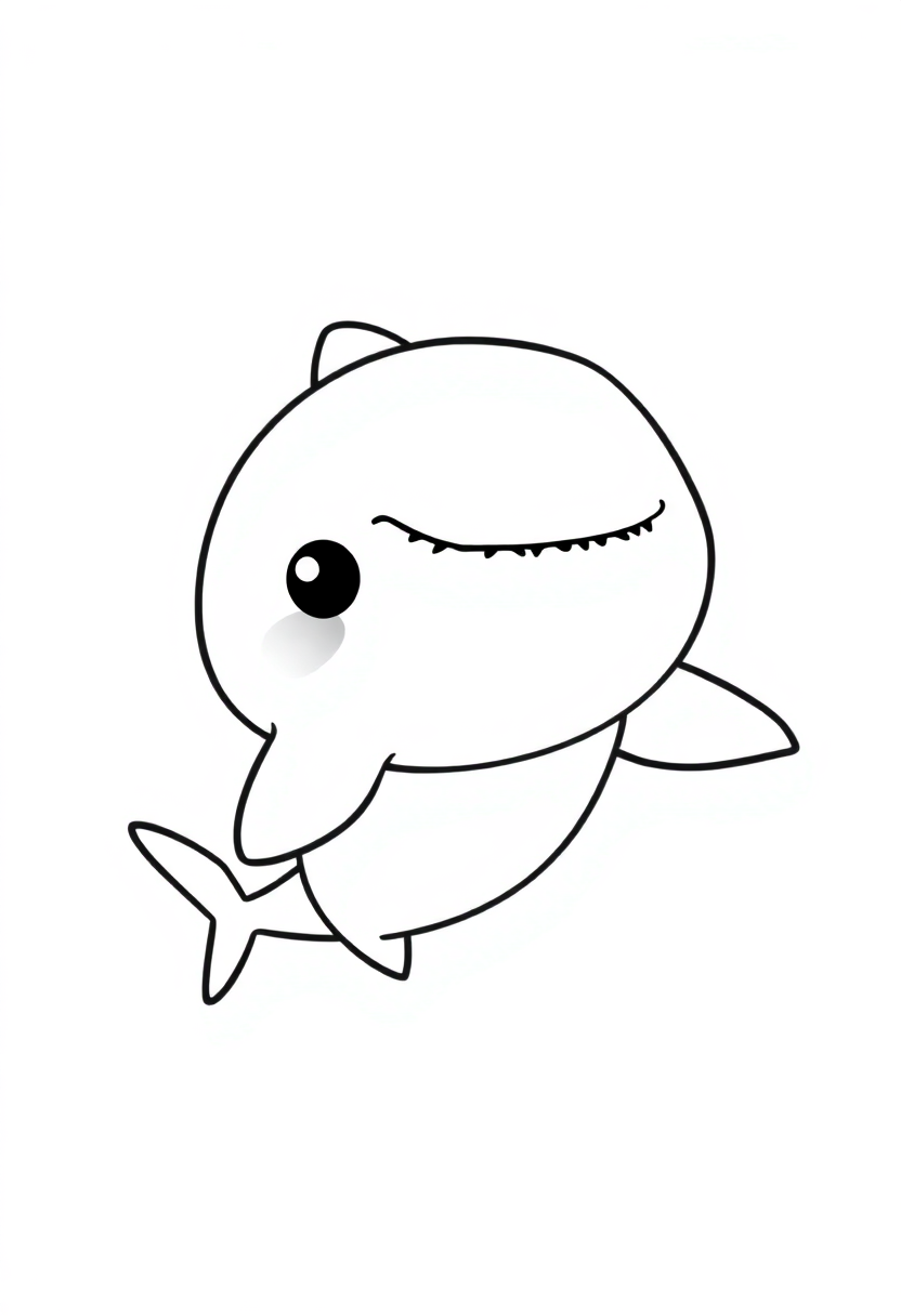 Shark coloring page, free printable standard style for kids and adults
