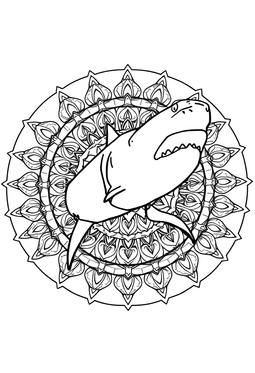 Shark coloring page, free printable