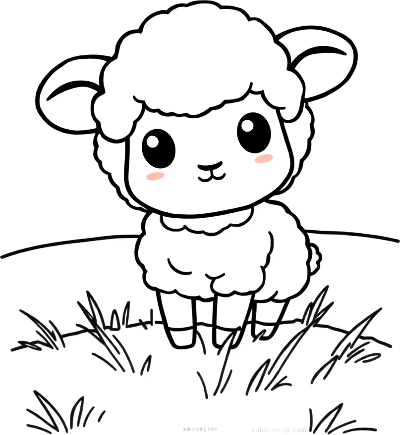 Sheep in Field coloring page for kids