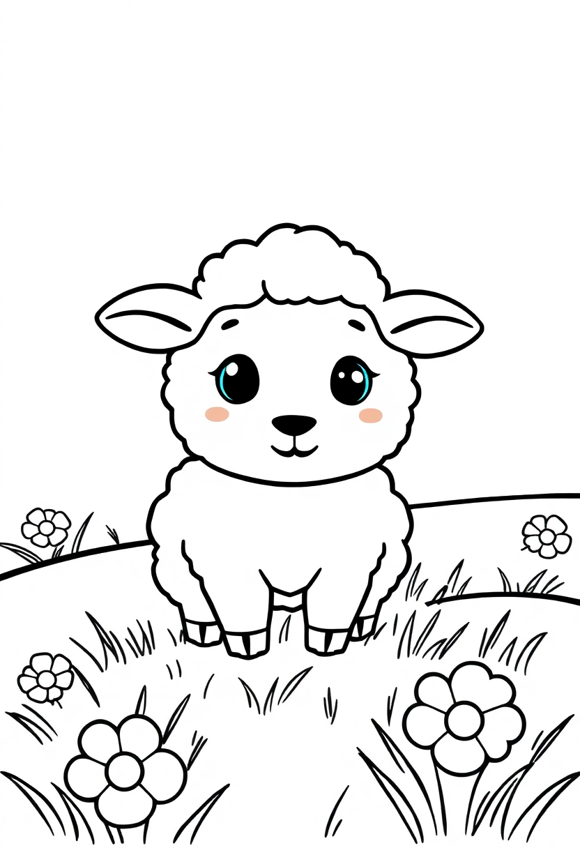 Sheep in Field coloring page, free printable