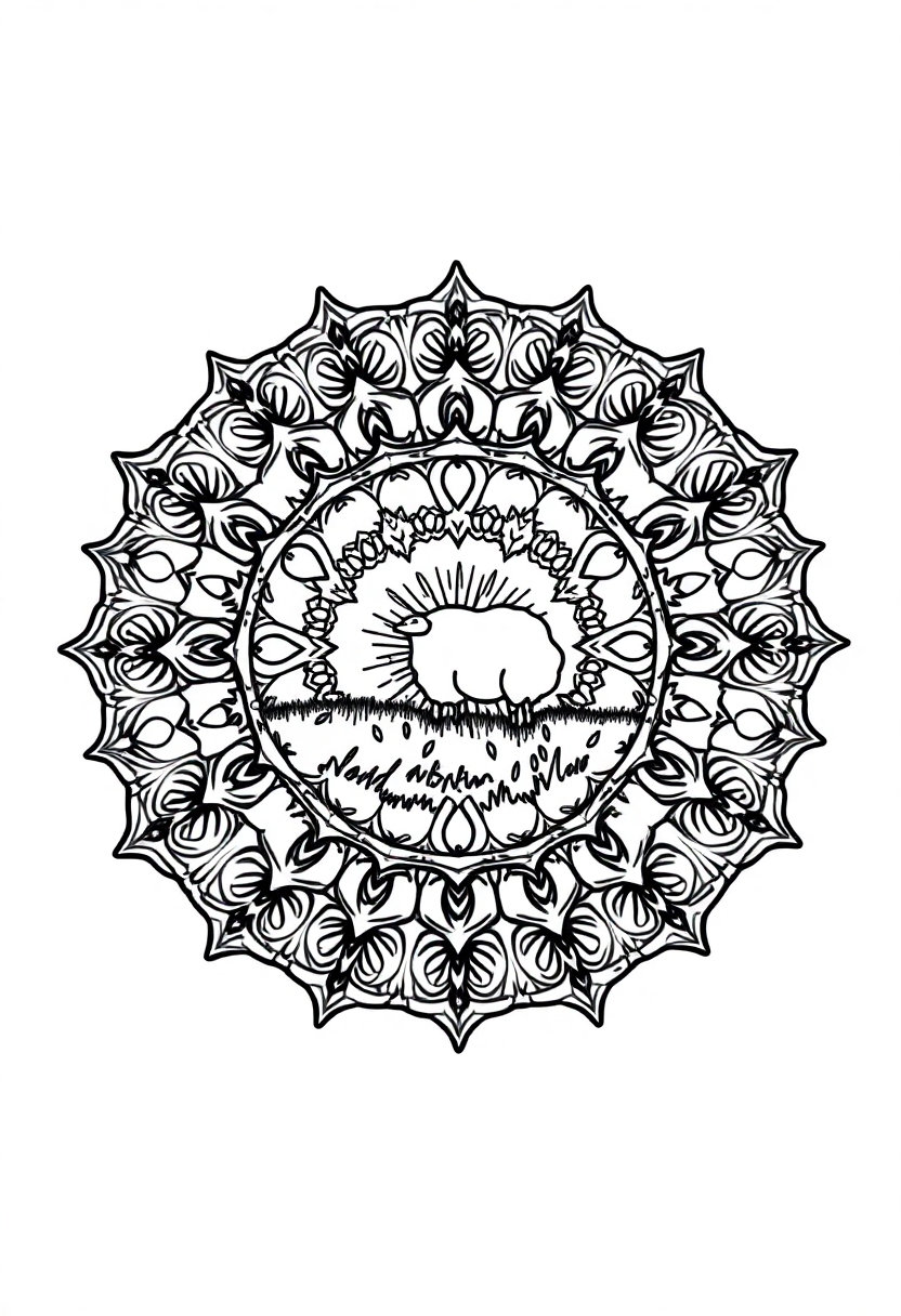 Sheep in Field coloring page, free printable