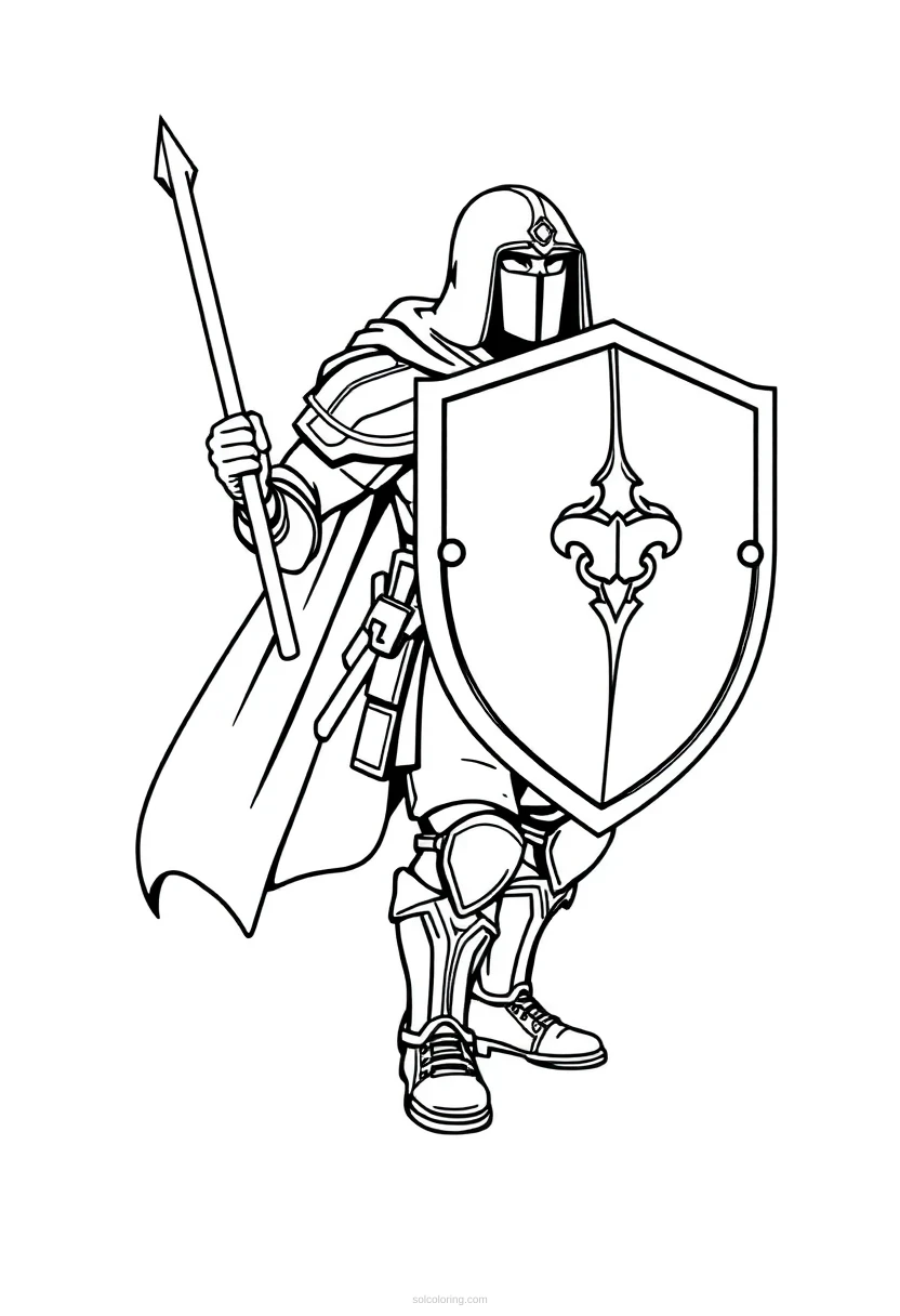 Shield-Carrying Defender coloring page for kids
