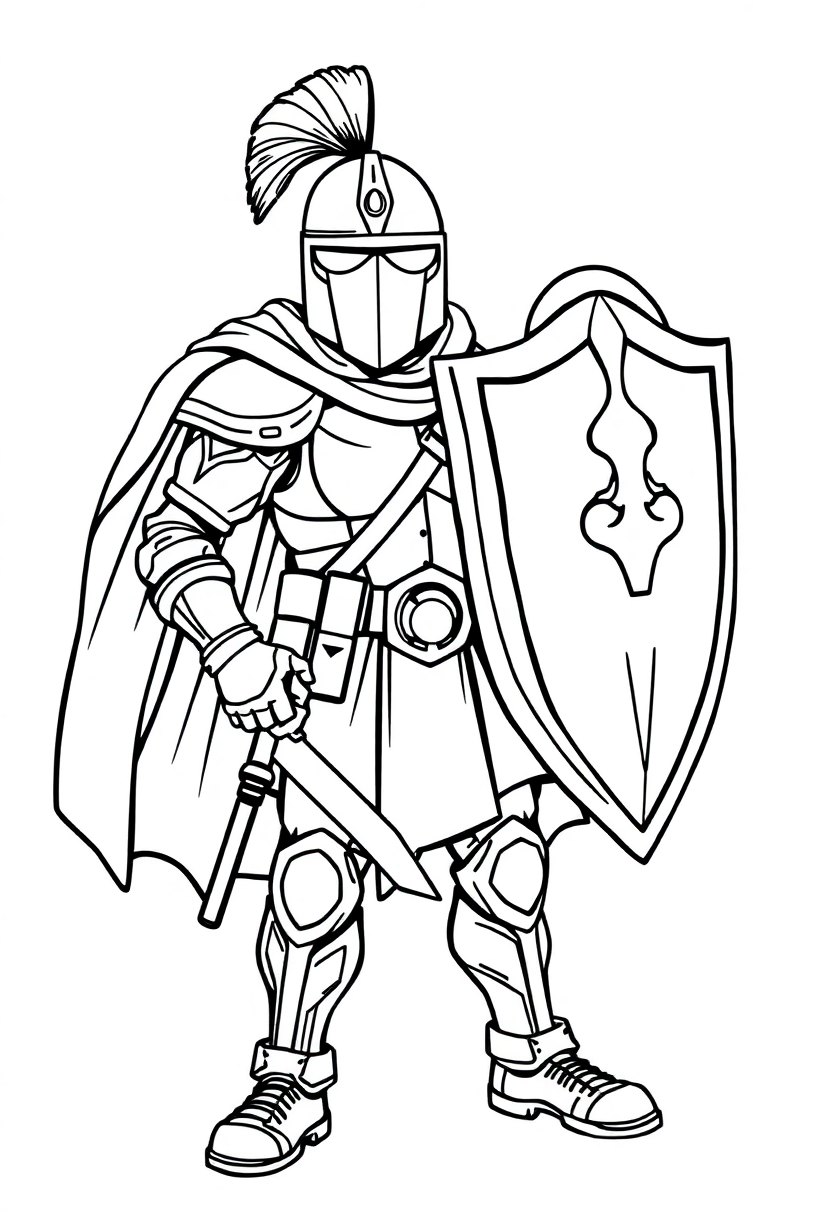 Shield-Carrying Defender coloring page, free printable
