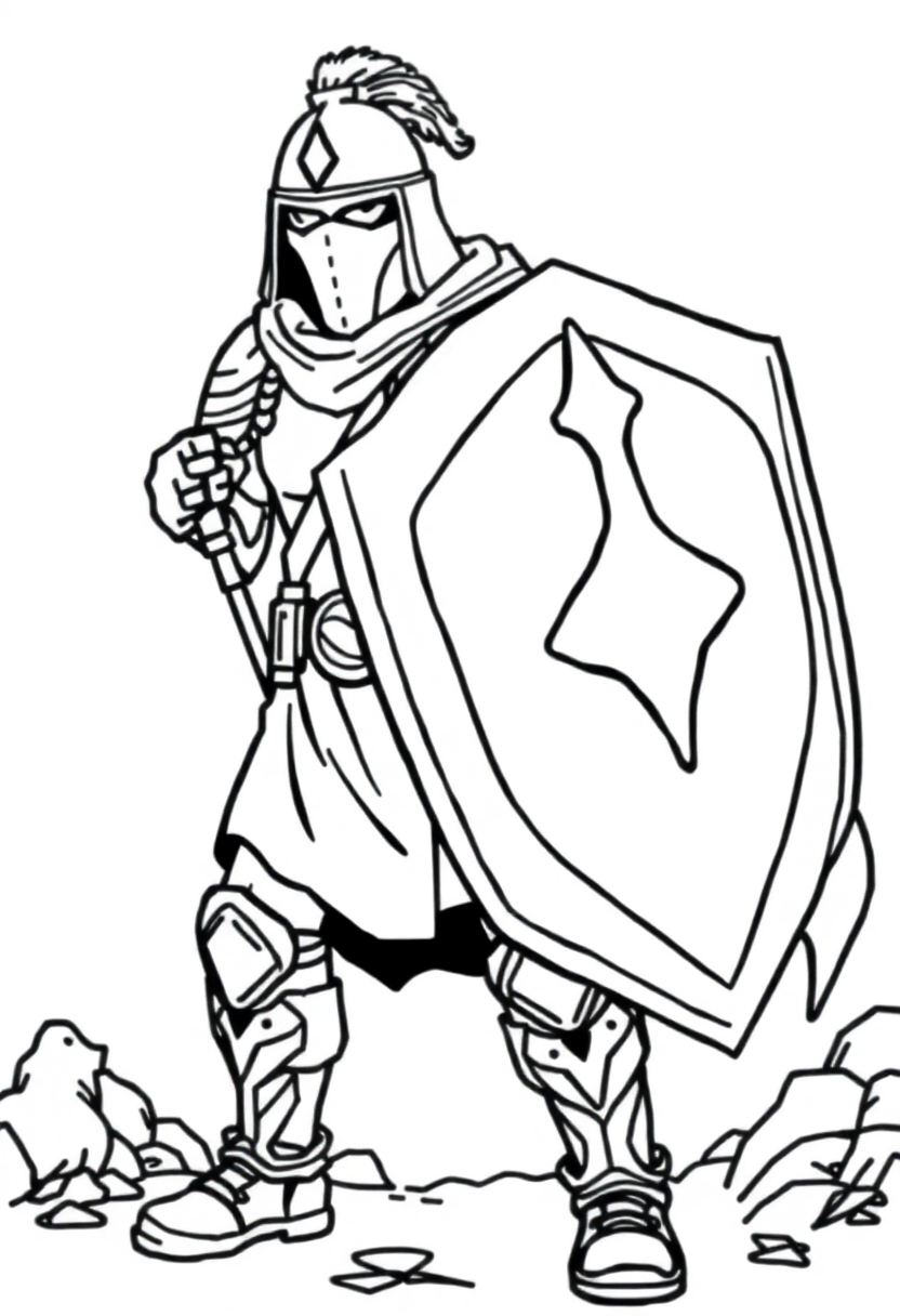 Shield-Carrying Defender coloring page, free printable