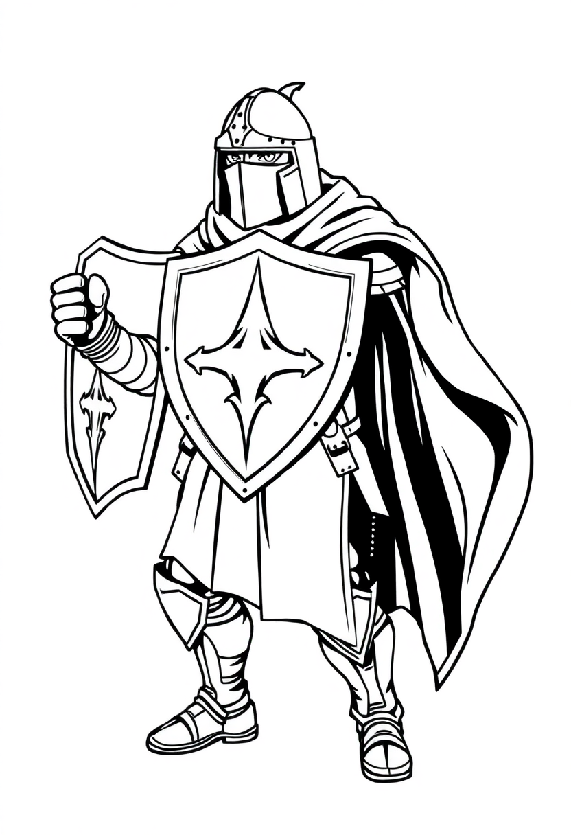 Shield-Carrying Defender coloring page, free printable