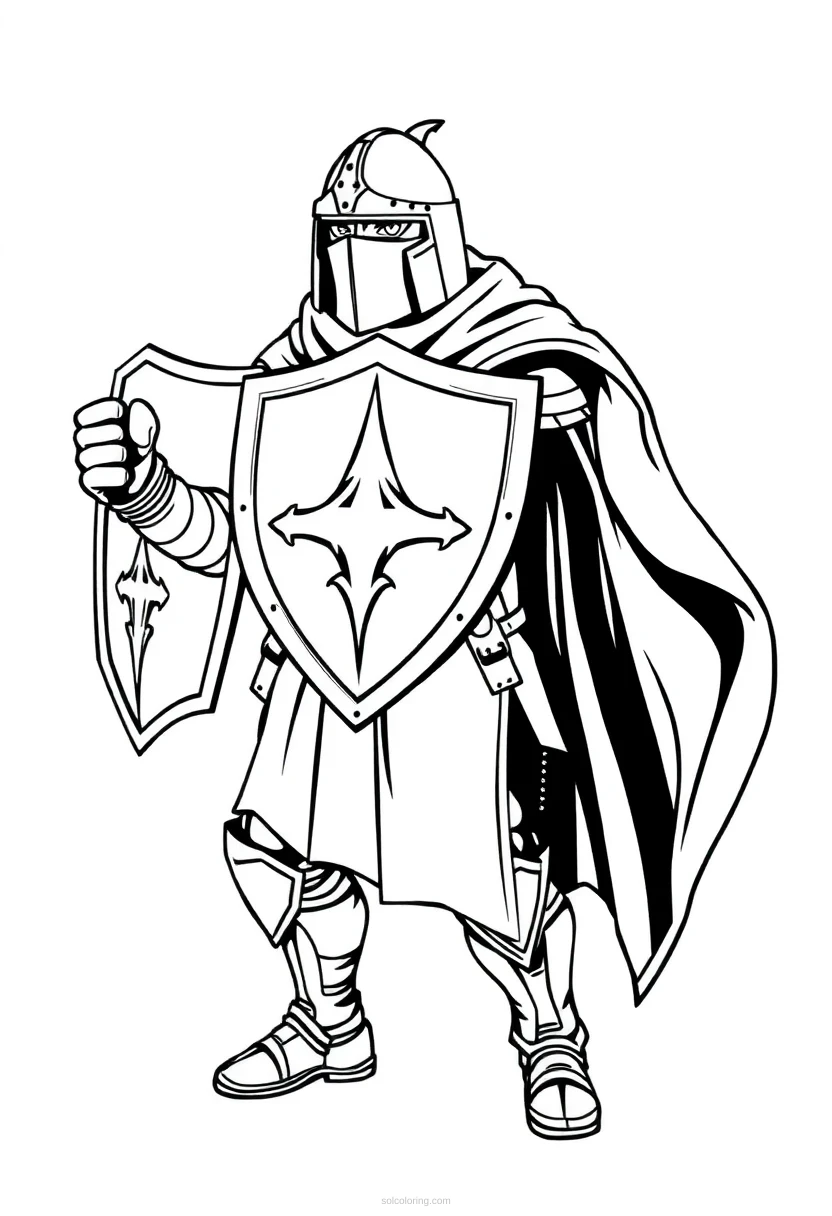 Shield-Carrying Defender coloring page for kids