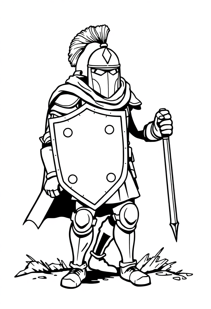 Shield Carrying Defender coloring pages