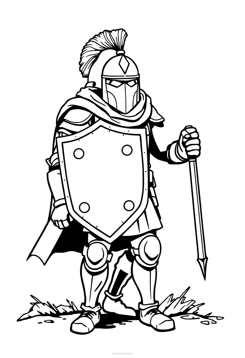Shield Carrying Defender coloring pages