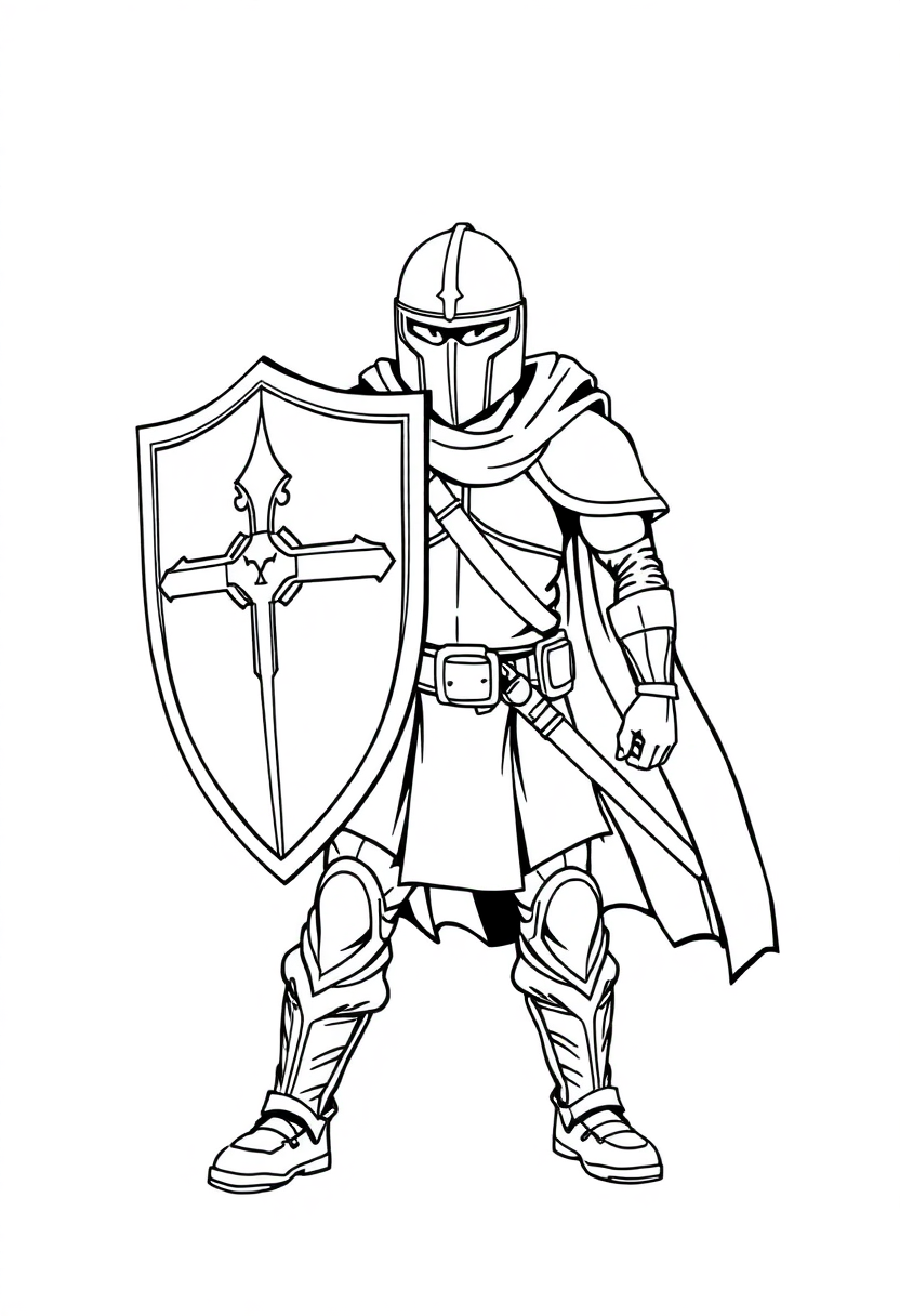 Shield-Carrying Defender coloring page, free printable