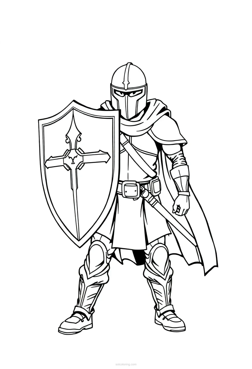 Shield-Carrying Defender coloring page for kids