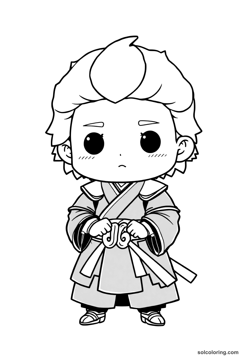 Chibi Shogun Minamoto no Yoritomo coloring page, free printable chibi style