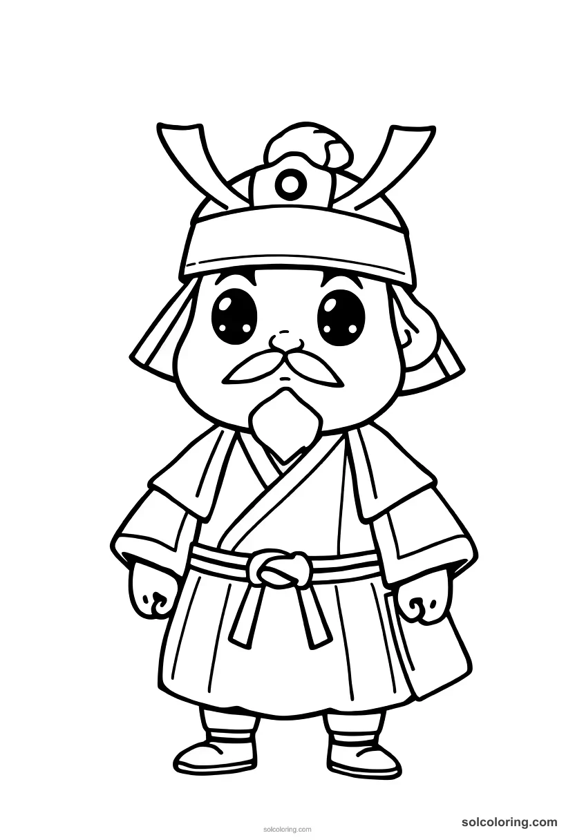 Cute Cartoon Shogun Minamoto no Yoritomo cute cartoon coloring page for kids