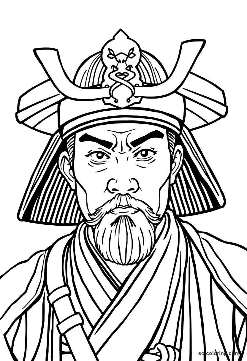 Shogun Minamoto no Yoritomo coloring page, free printable detailed style