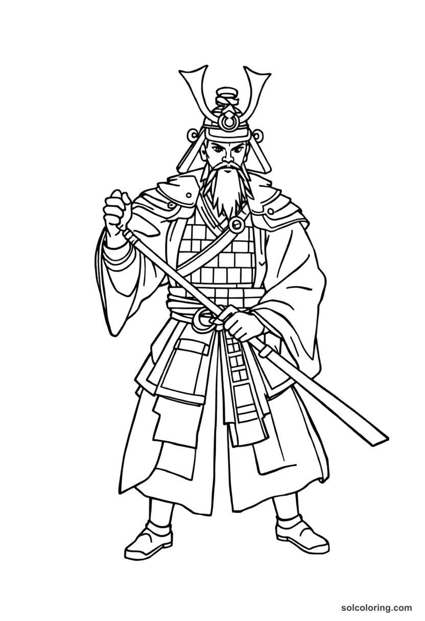 Simple Shogun Minamoto no Yoritomo coloring page, free printable simple style